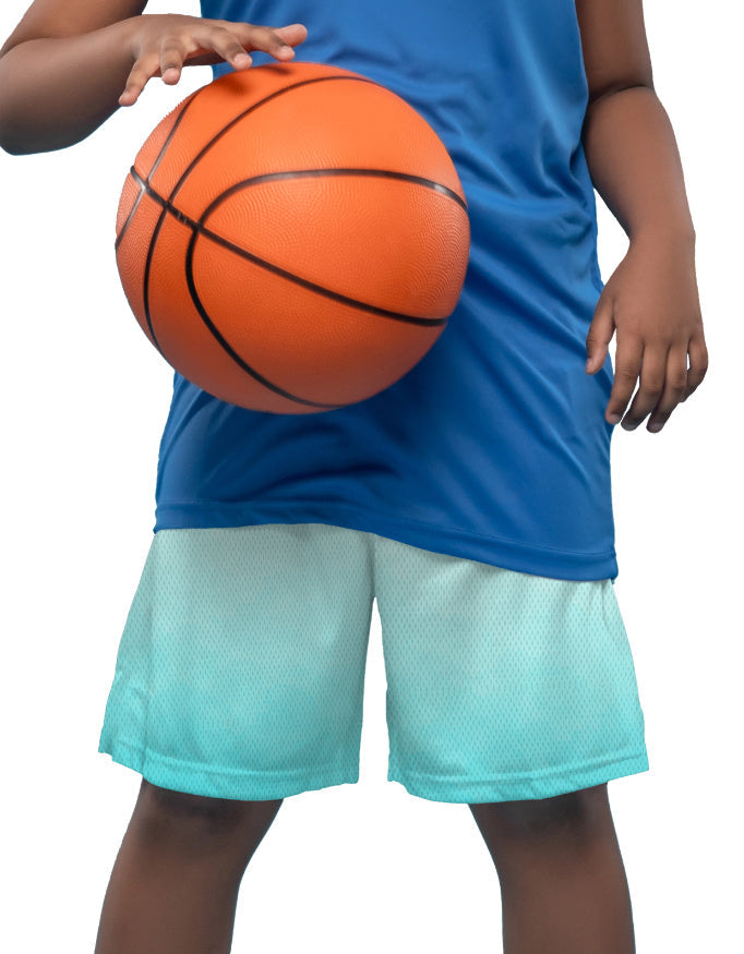 Tiny Sprouts Wave Rider kids sports shorts in turquoise ombre