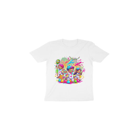 Tiny Sprouts toddler Holi T-shirt with colour splash print - front view