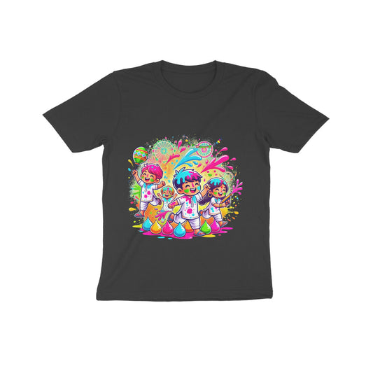 Tiny Sprouts kids Holi T-shirt with colour splash print - front view