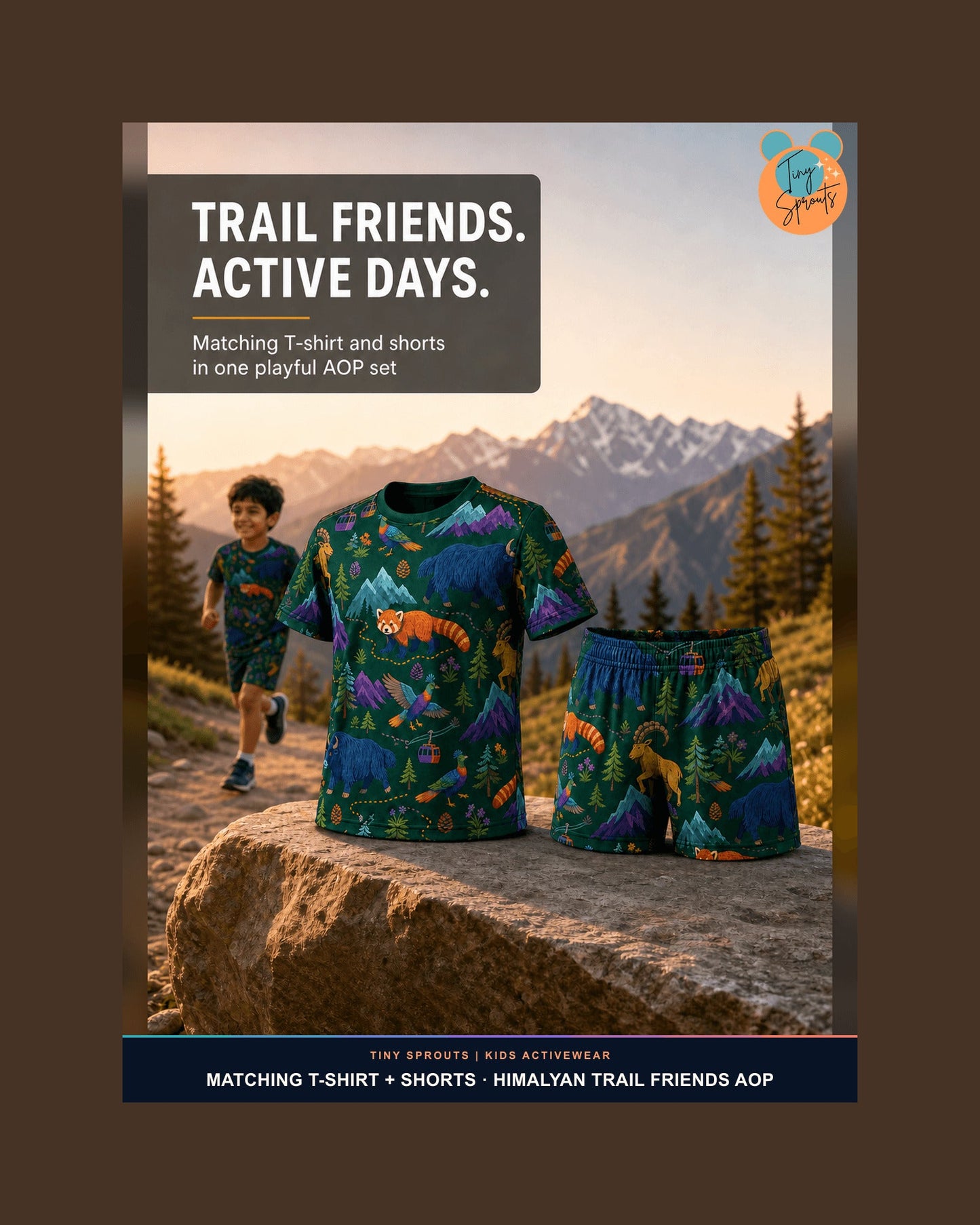 Tiny Sprouts Himalayan Trail Friends Kids AOP Sports Set - detail 8 of 8
