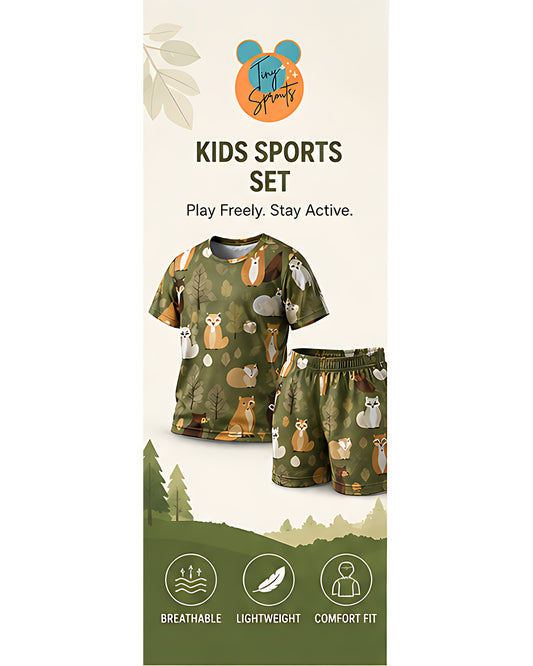 Tiny Sprouts Jungle Leaf Kids AOP Sports Set - detail 1 of 8