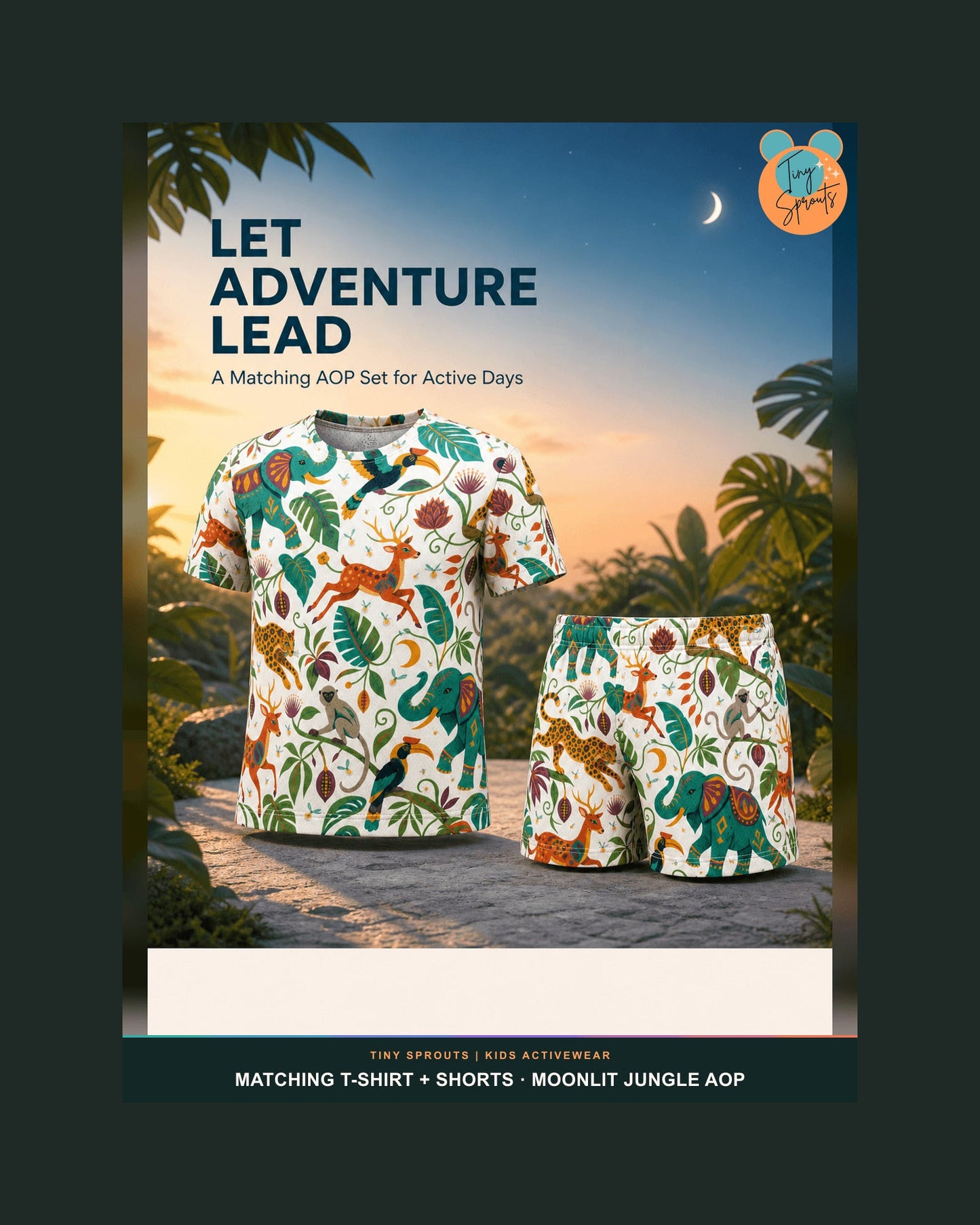 Tiny Sprouts Moonlit Jungle Parade Kids AOP Sports Set - detail 8 of 8