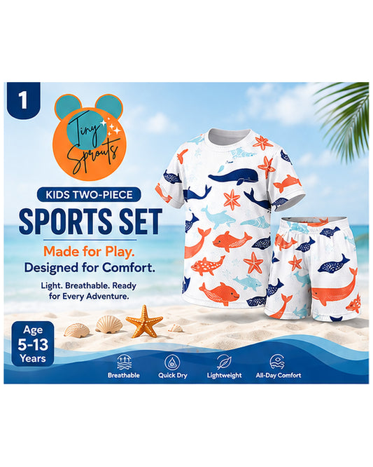 Tiny Sprouts OceanWhale Kids AOP Sports Set - detail 1 of 8