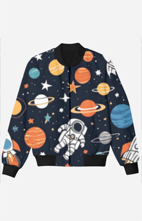 Tiny Sprouts Space Man kids bomber jacket with astronaut print