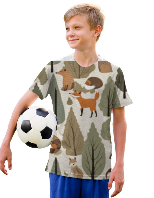 Tiny Sprouts Jungle Fox Kids AOP Sports Set | Tee + Shorts, Dri-FIT