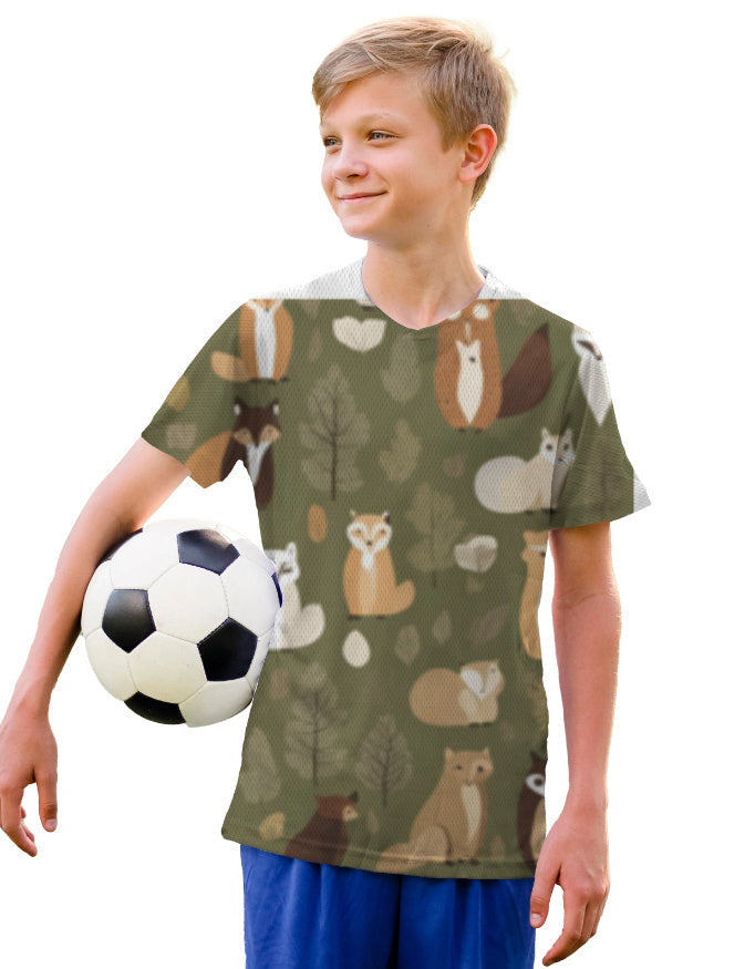 Tiny Sprouts Jungle Leaf Kids AOP Sports Set | Tee + Shorts, Dri-FIT
