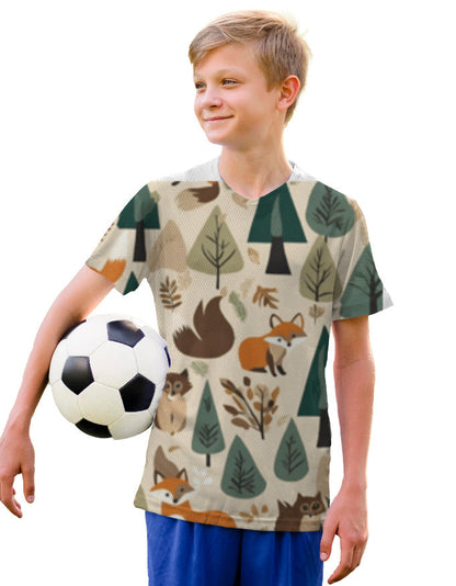 Tiny Sprouts Forest Kids AOP Sports Set | Tee + Shorts, Dri-FIT