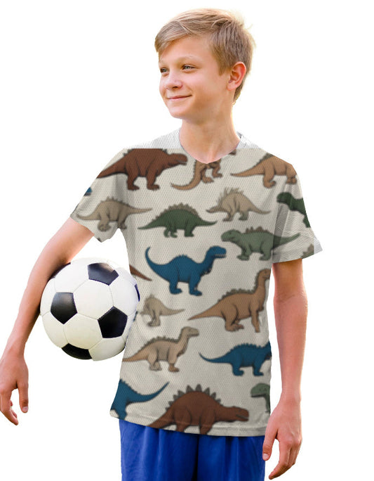 Tiny Sprouts Dino Kids AOP Sports Set | Tee + Shorts, Dri-FIT