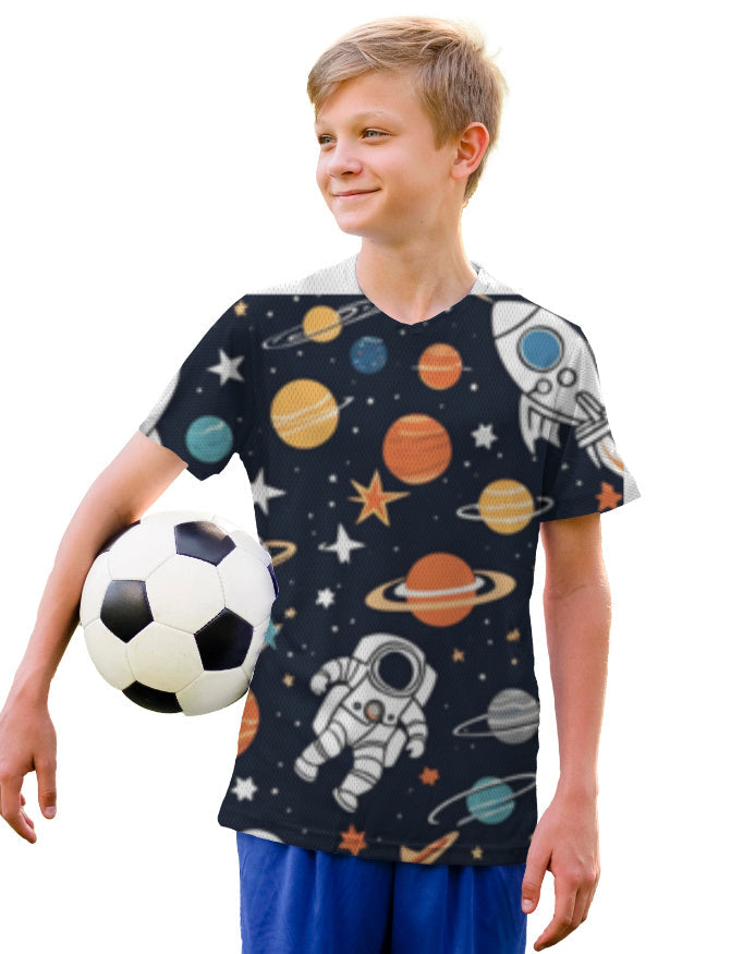 Tiny Sprouts Space Man Kids AOP Sports Set | Tee + Shorts, Dri-FIT