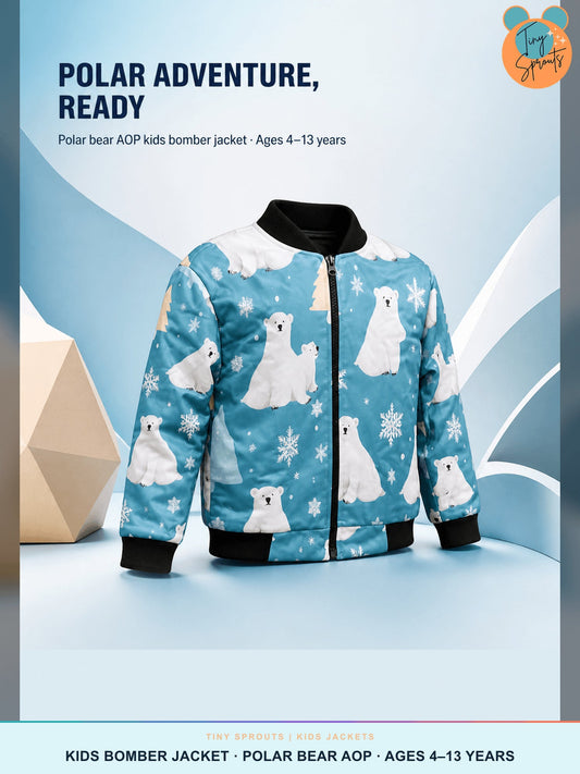 Tiny Sprouts Polar Bear Kids Bomber Jacket - 01 Polar Adventure Hero