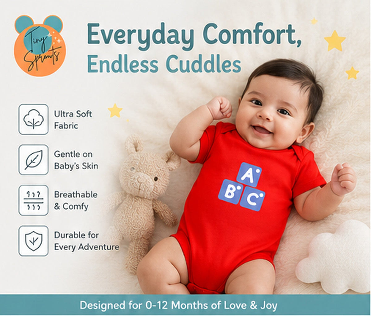 ABC baby onesie detail 1