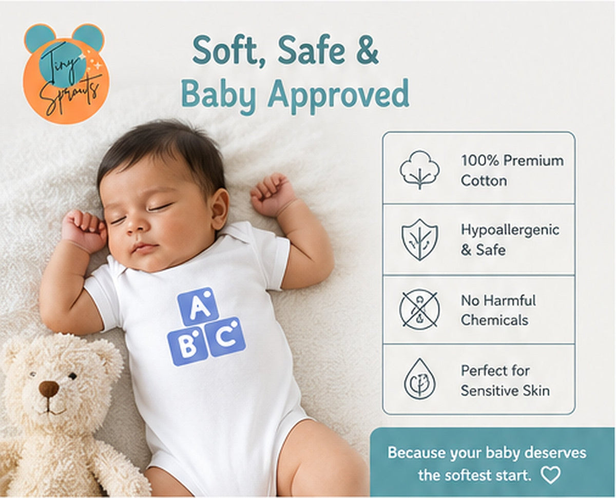 ABC baby onesie detail 3