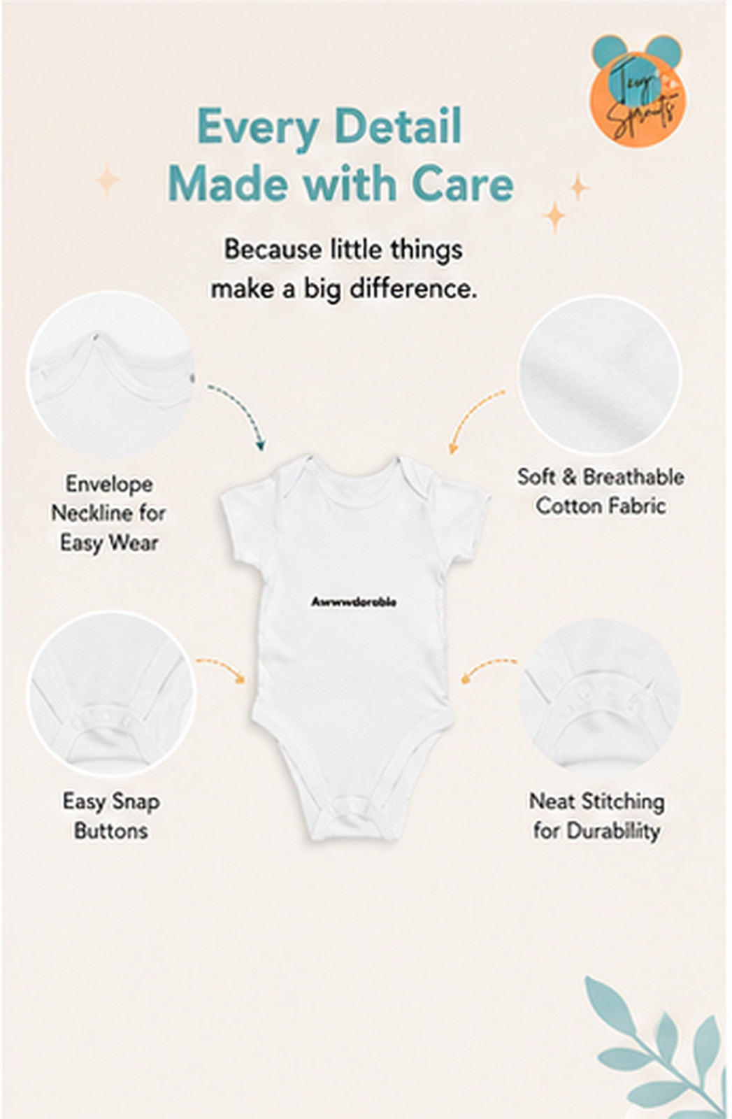 Awwdorable baby onesie detail 6