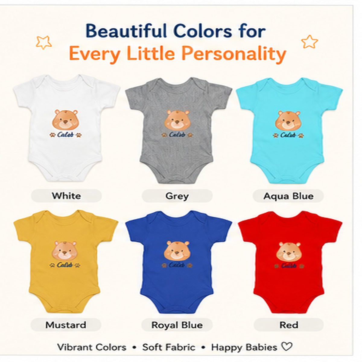 Bear Caleb baby onesie detail 4