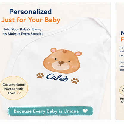 Bear Caleb baby onesie detail 7