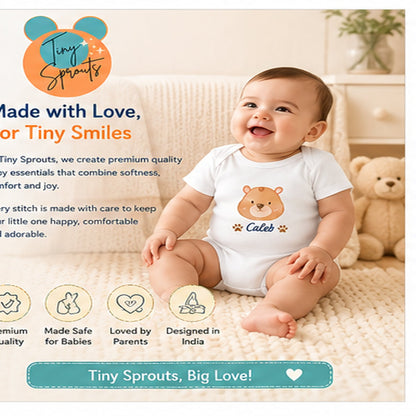 Bear Caleb baby onesie detail 8