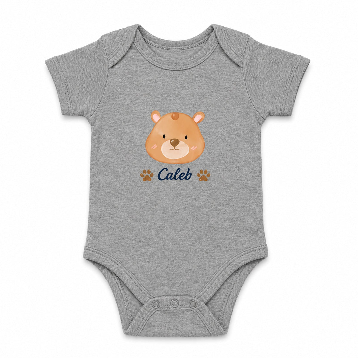 Bear Caleb Grey baby onesie