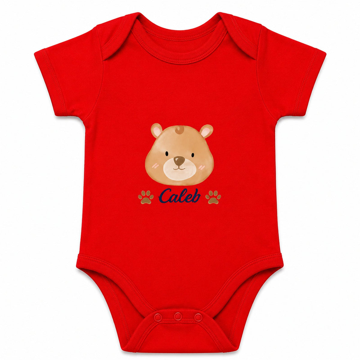Bear Caleb Red baby onesie