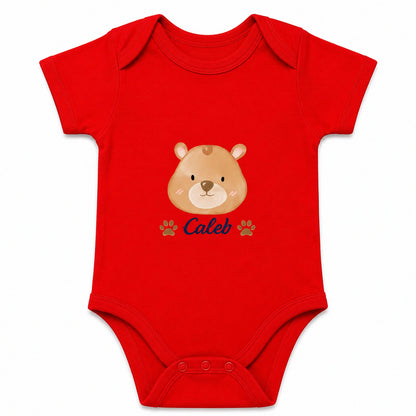 Bear Caleb Red baby onesie