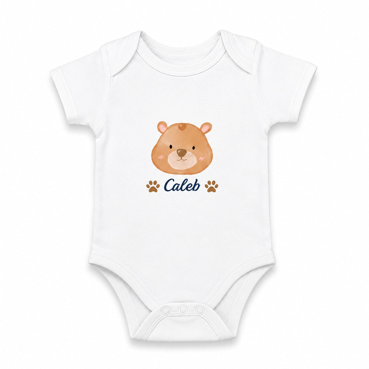 Bear Caleb White baby onesie