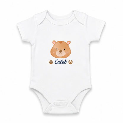 Bear Caleb White baby onesie