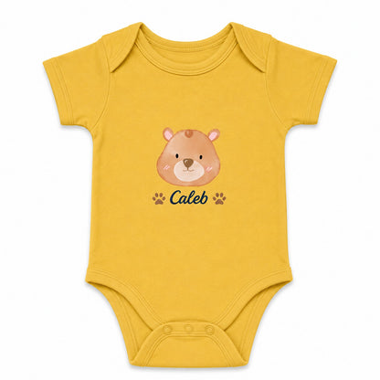 Bear Caleb Yellow baby onesie