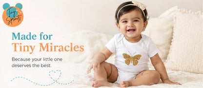 Golden Butterfly baby onesie detail 1