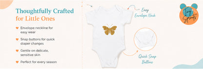 Golden Butterfly baby onesie detail 5
