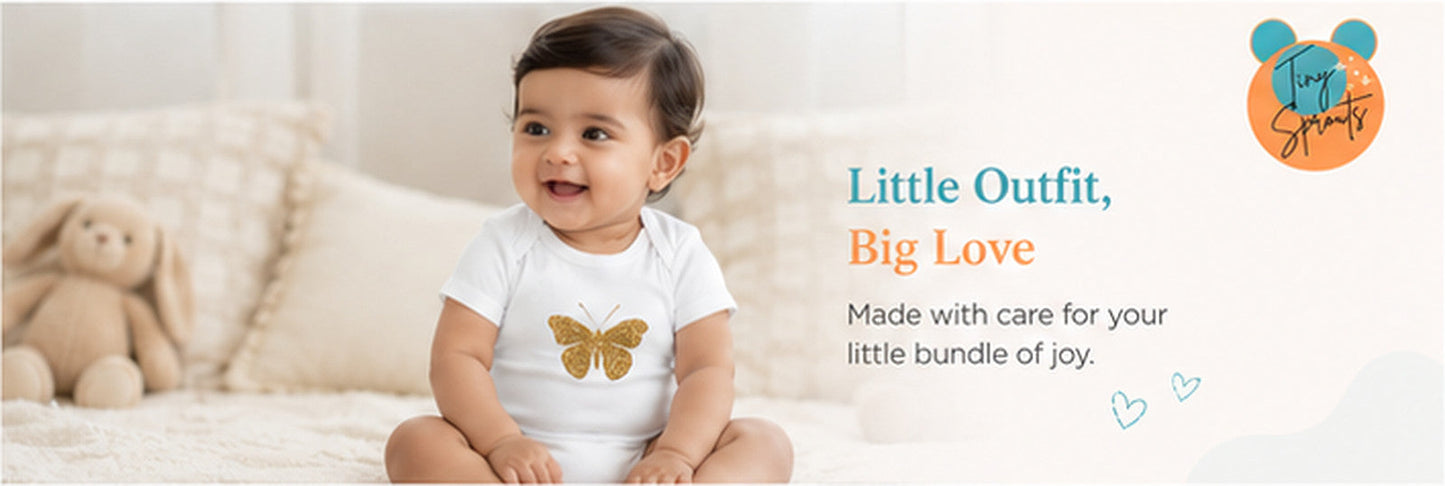 Golden Butterfly baby onesie detail 6