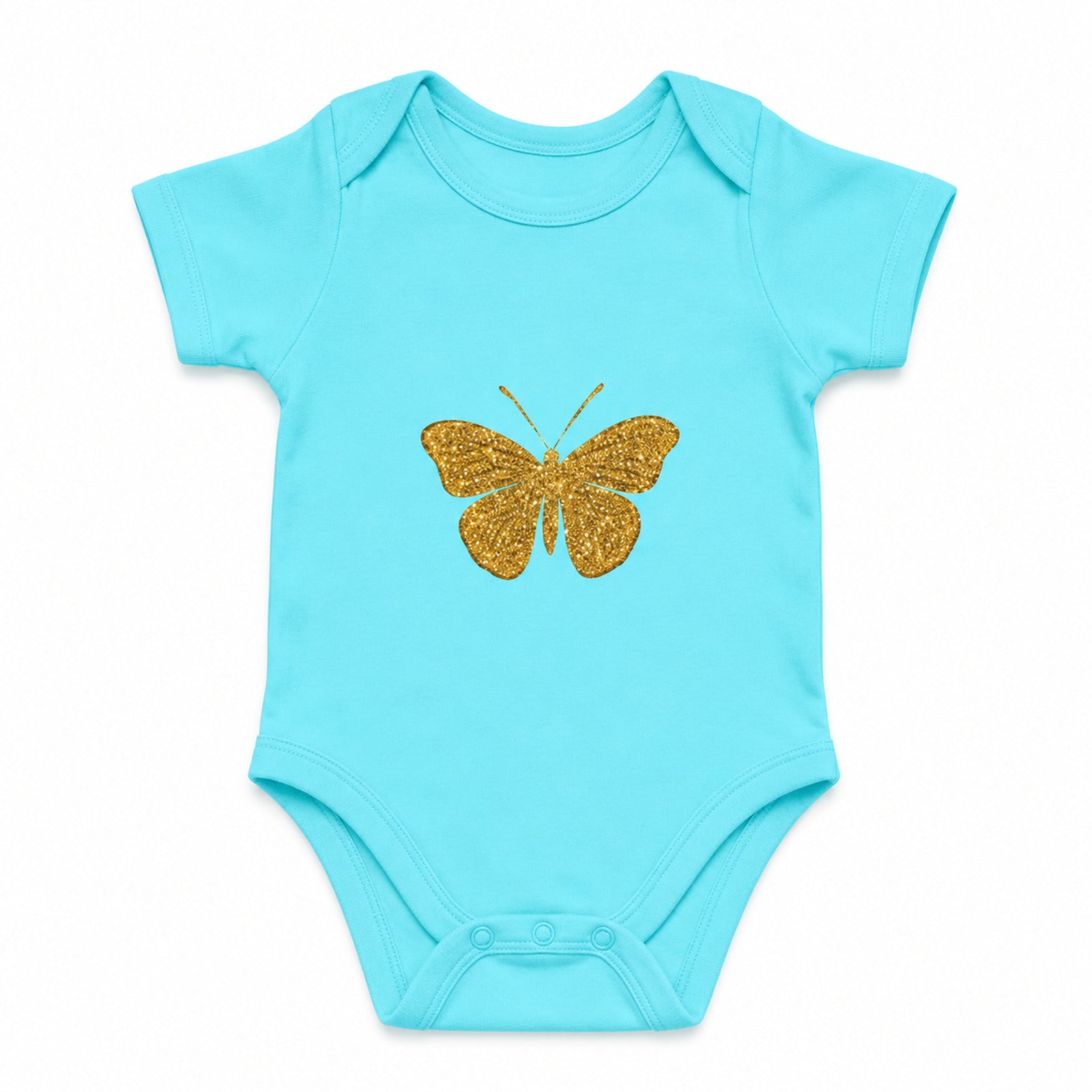Golden Butterfly Sky Blue baby onesie