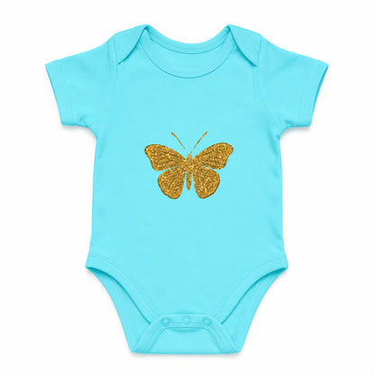Golden Butterfly Sky Blue baby onesie