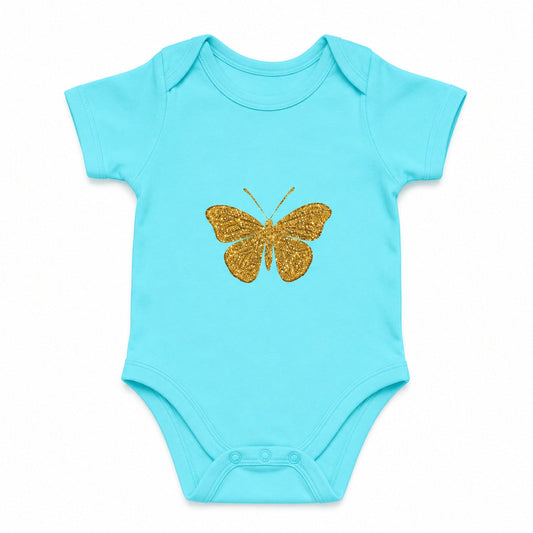 Golden Butterfly Sky Blue baby onesie