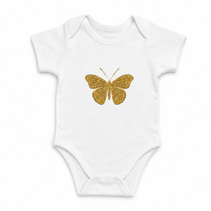 Golden Butterfly White baby onesie