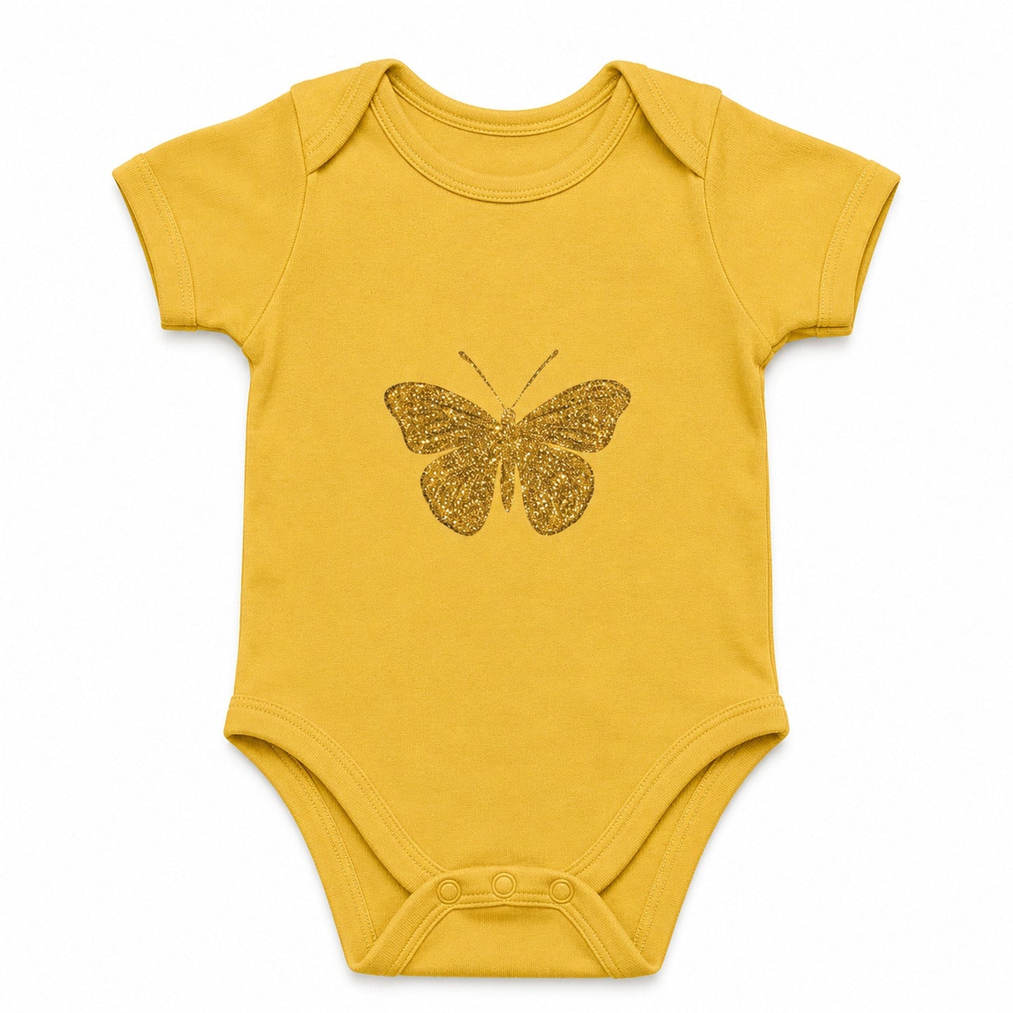Golden Butterfly Yellow baby onesie