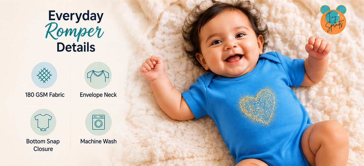 Golden Heart baby onesie detail 3
