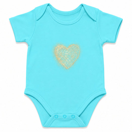 Golden Heart Sky Blue baby onesie