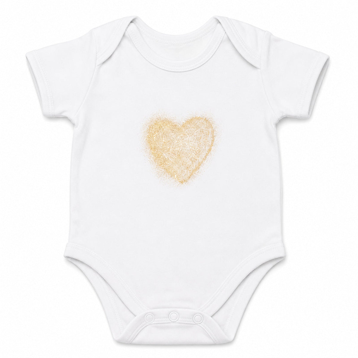 Golden Heart White baby onesie