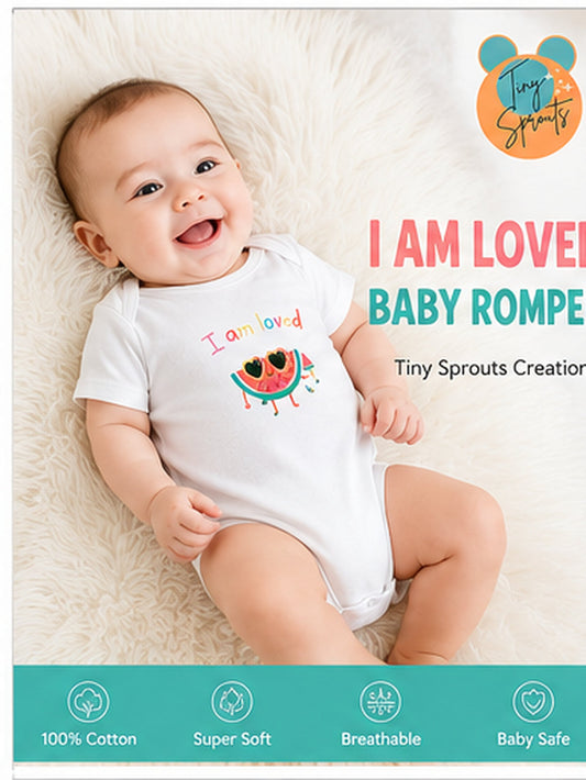 I Am Loved baby onesie detail 1