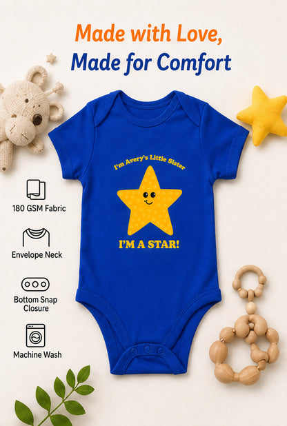 I Am Star baby onesie detail 2