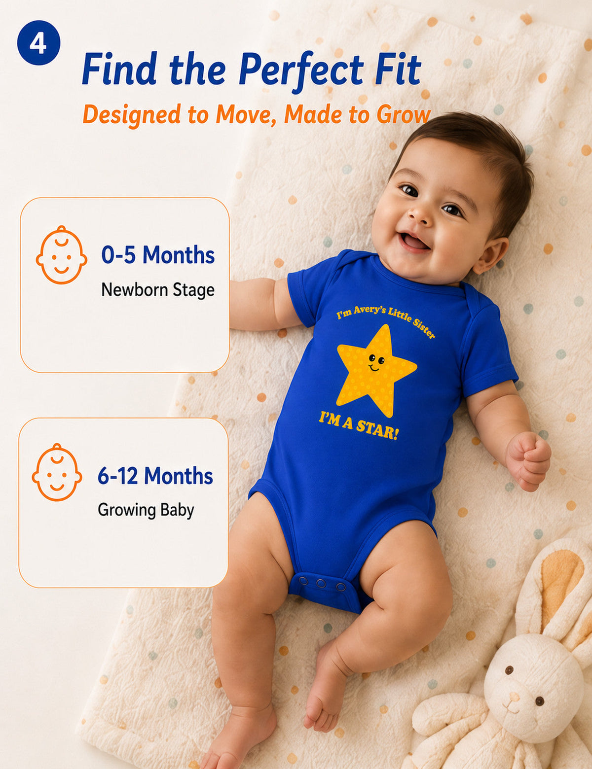 I Am Star baby onesie detail 4