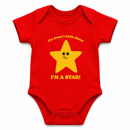 I Am Star Red baby onesie