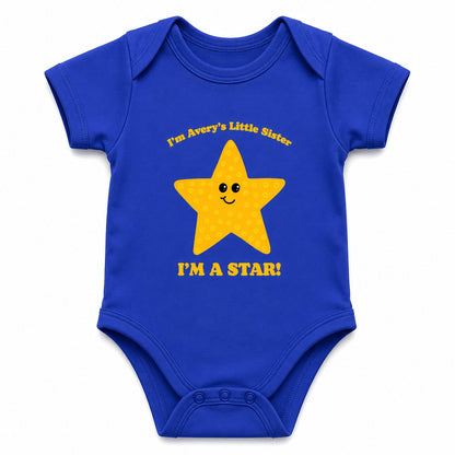 I Am Star Royal Blue baby onesie