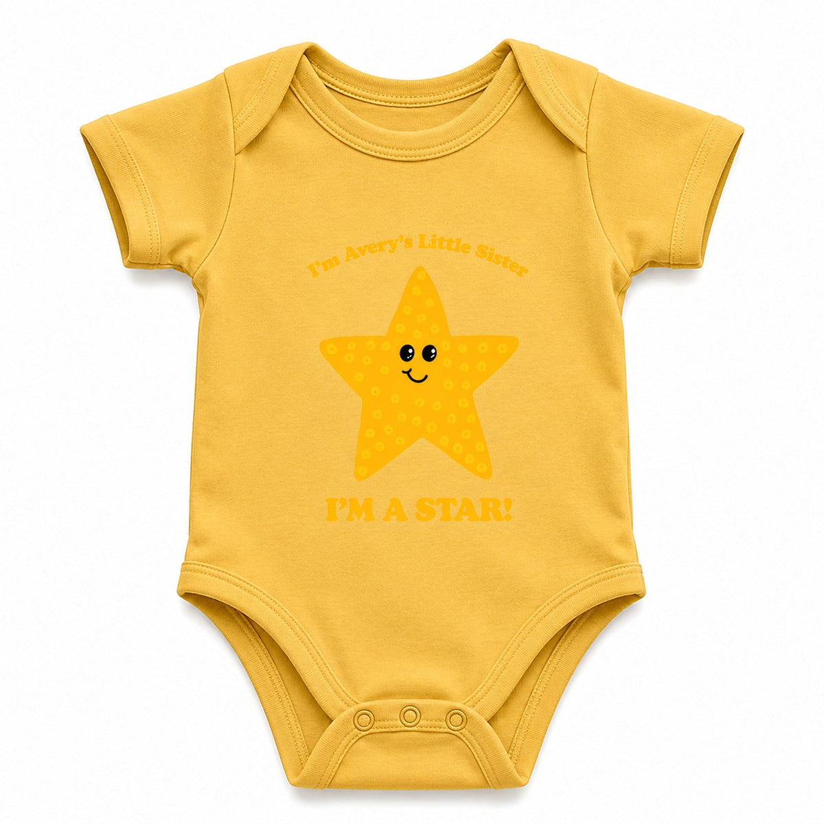 I Am Star Yellow baby onesie