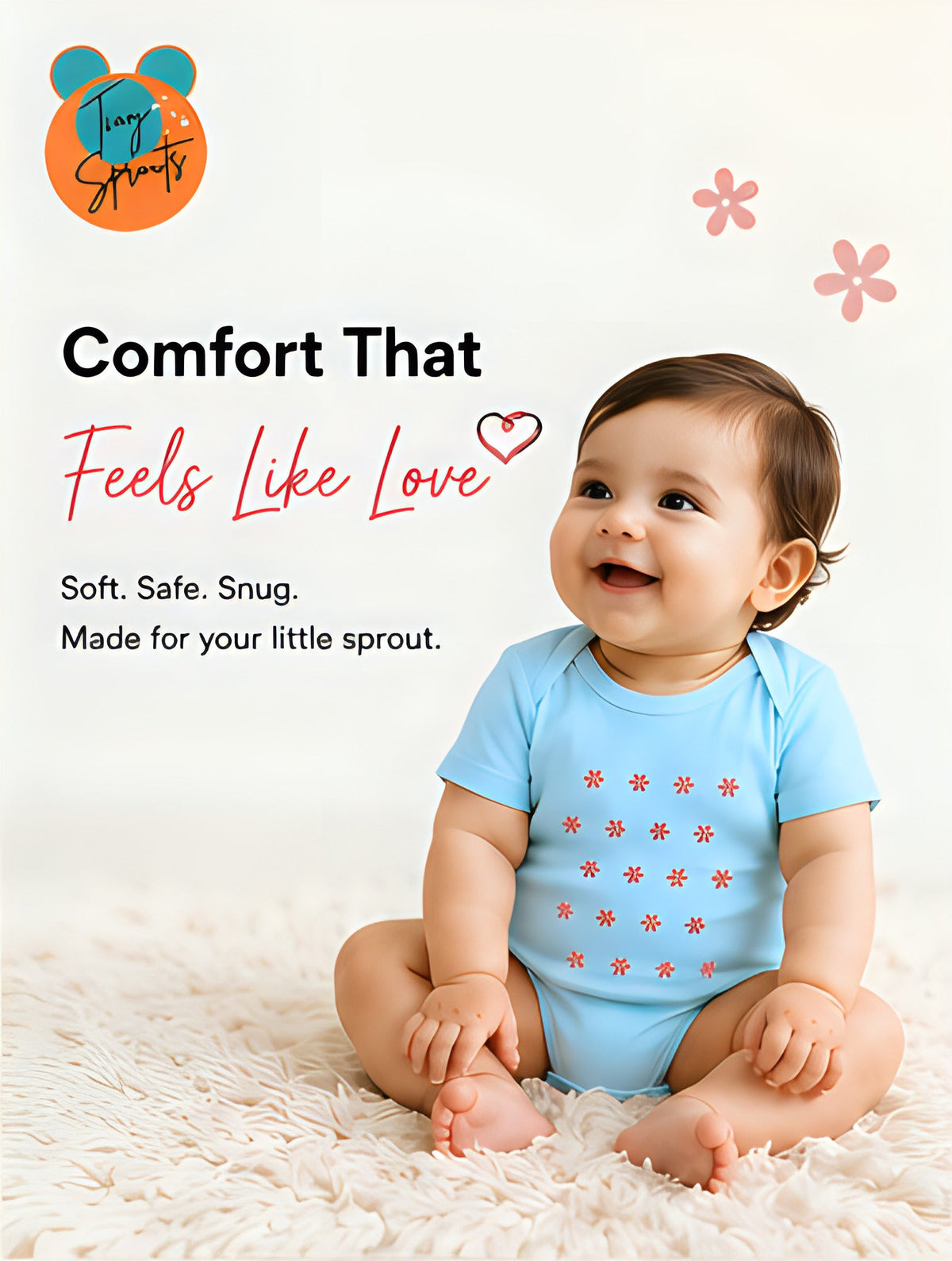 Mini Flowers baby onesie detail 1