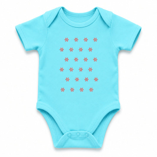 Mini Flowers Sky Blue baby onesie