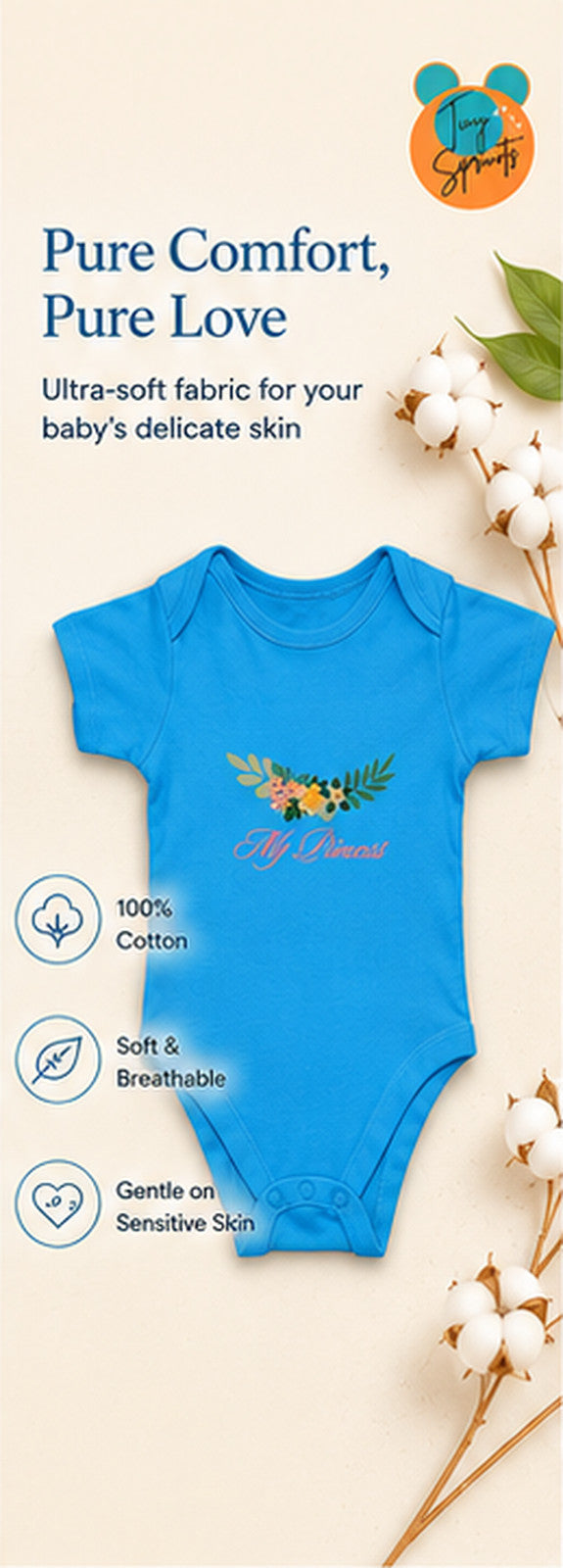My Princess baby onesie detail 2