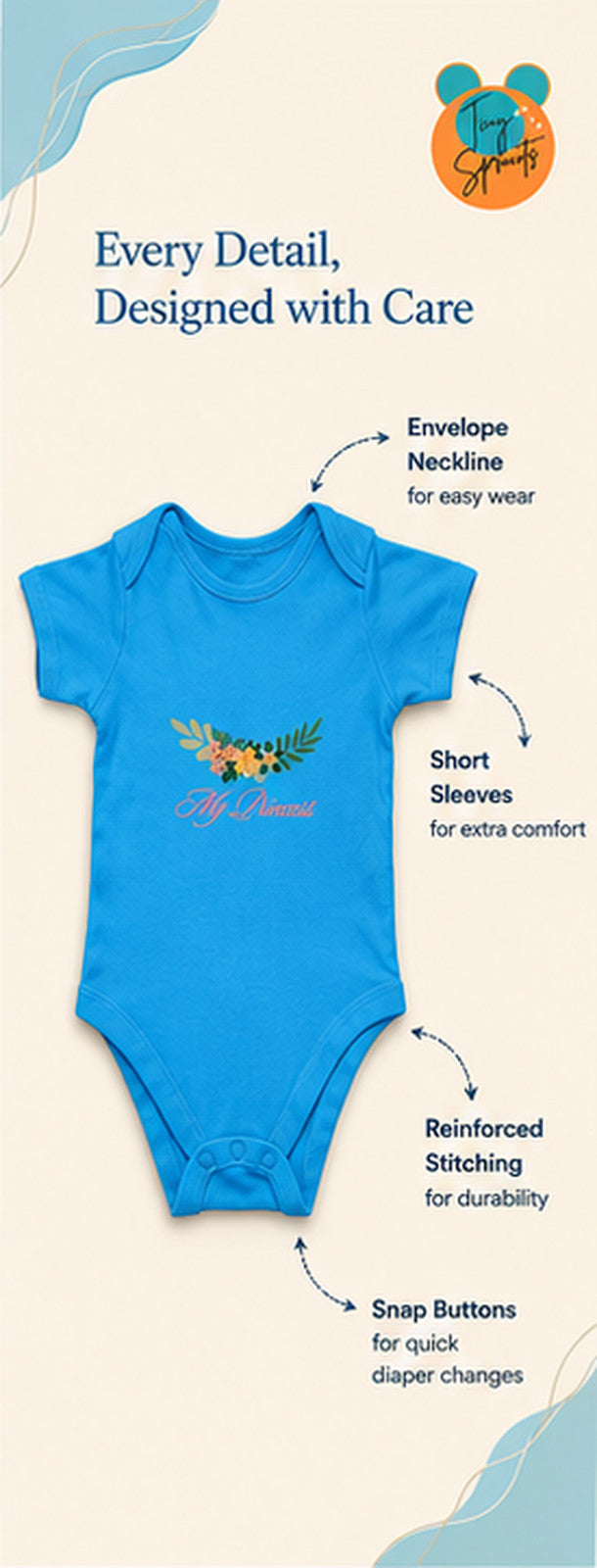My Princess baby onesie detail 4