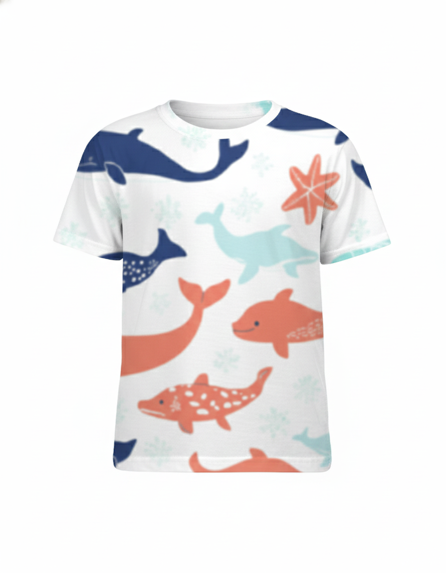 Tiny Sprouts Ocean Whale kids all-over print T-shirt