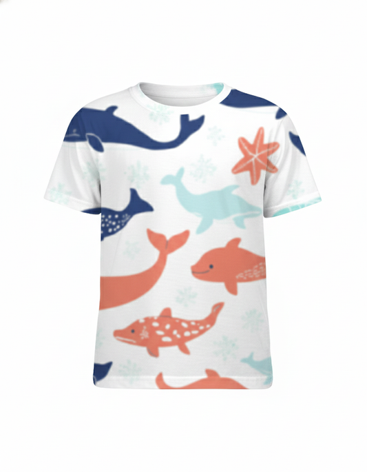 Tiny Sprouts Kids Tshirt AOP - OceanWhale theme