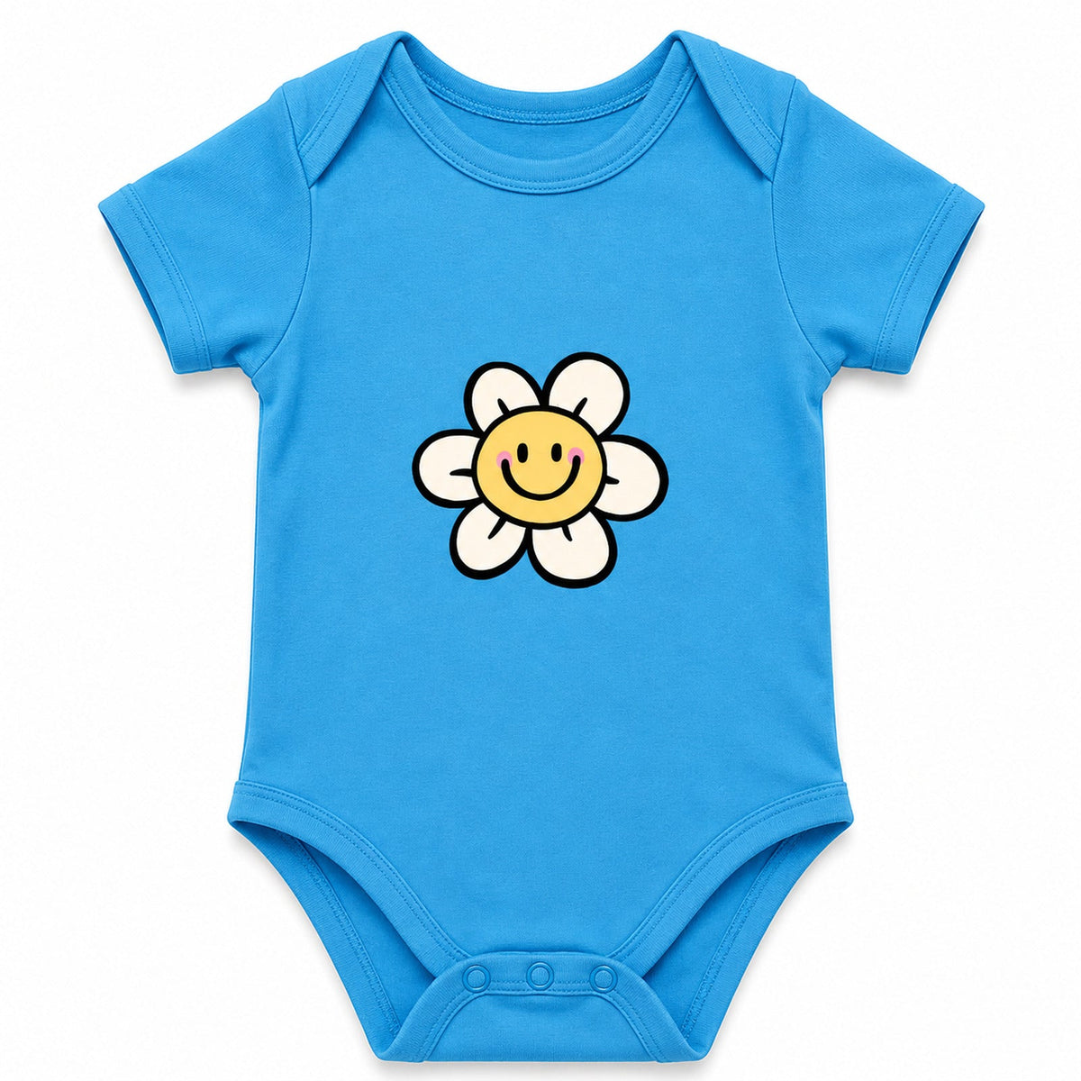 Smiling Flower Orchid Blue baby onesie